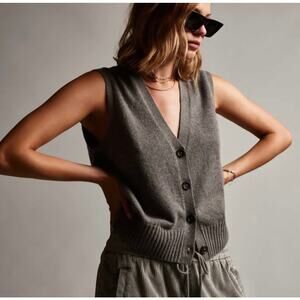 James Perse Gray Sleeveless Cardigan